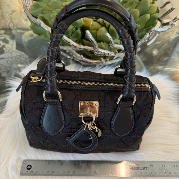 Darling Dior Satin Mini Handbag - Quilted in Brown with Gold Hardware - Picture 11 of 14